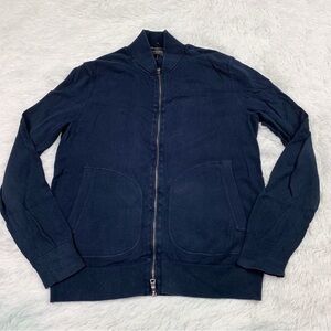 Banana Republic men full zip cardigan navy blue pockets 100% Supima cotton